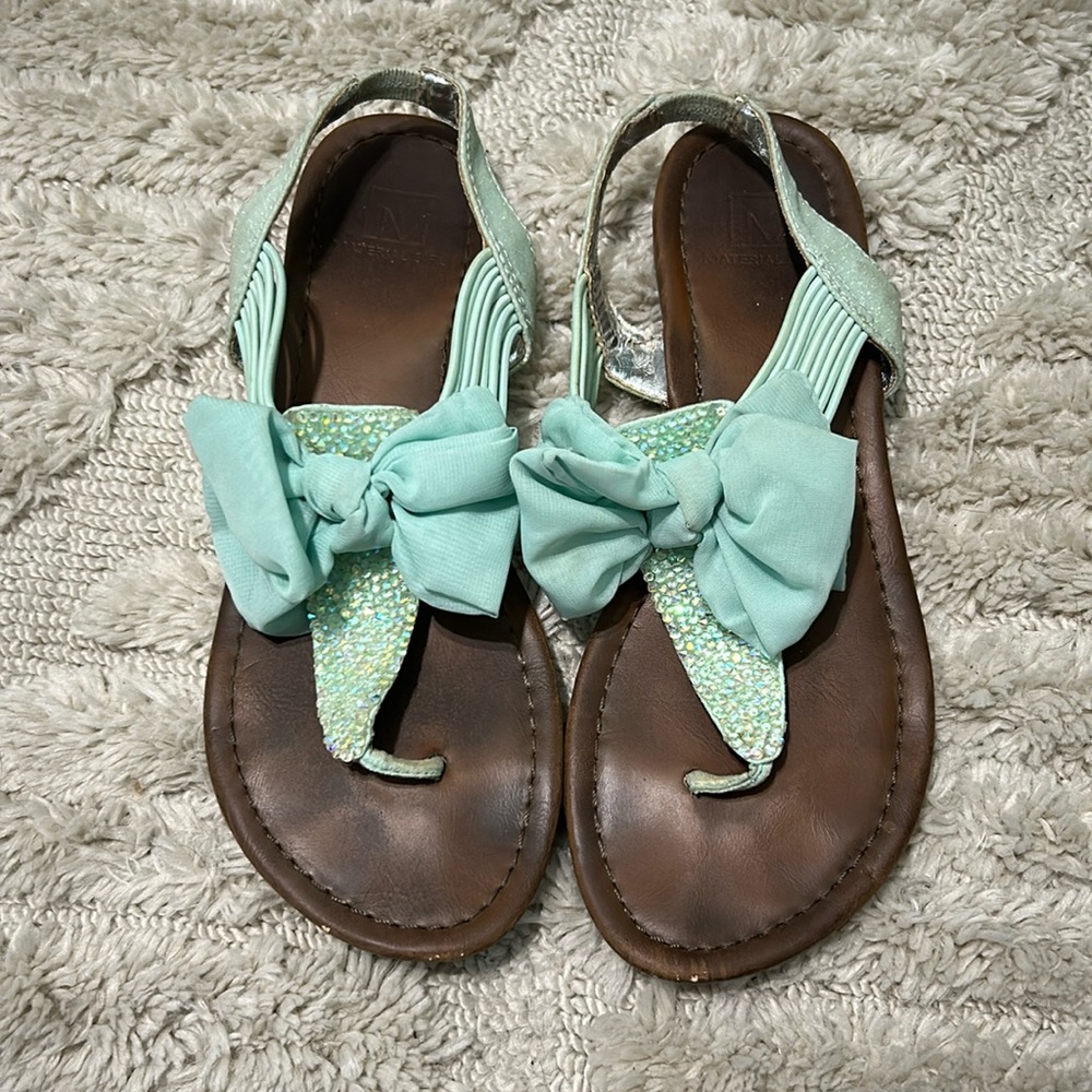 Material Girl mint flat bow sandals